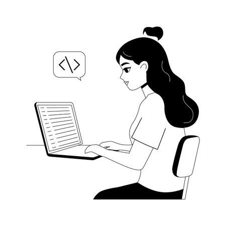 Check out this creative glyph illustration of programmer working in code editorのイラスト素材