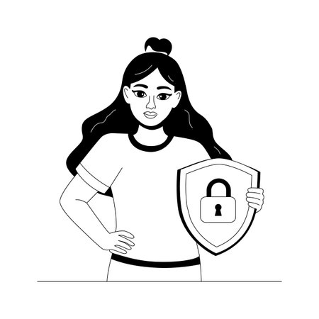 A visually engaging glyph illustration of web security and data protection conceptのイラスト素材