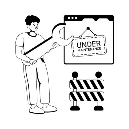 Visually appealing glyph illustration of website maintenance and technical serviceのイラスト素材