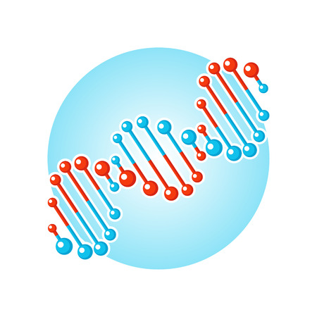 DNA spiral symbol. Deoxyribonucleic acid double helix. Flat style vector icon isolated on white background.のイラスト素材