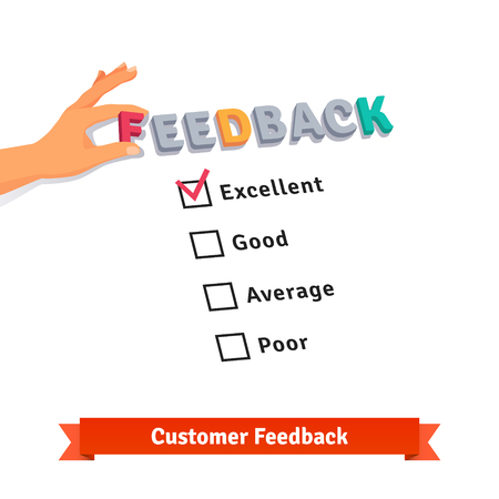 Customer service feedback survey icon. Flat style vector illustration isolated on white background.のイラスト素材