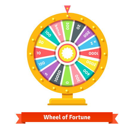 Wheel of fortune with number bets. Flat style vector illustration isolated on white background. Wheel of fortune with number bets. Flat style vector illustration isolated on white background.