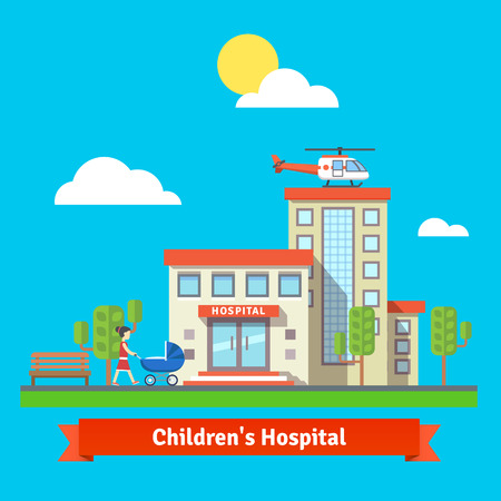 Children hospital flat colorful vector illustration. のイラスト素材