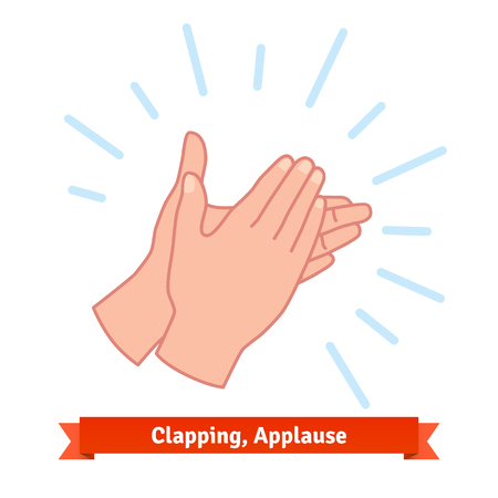 Illustration of clapping applauding hands. Flat vector icon.のイラスト素材