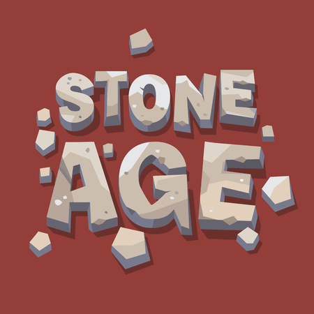 Stone age writing. 3d letters. Flat style vector illustration isolated on white background.のイラスト素材