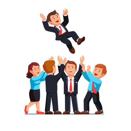 Business man throwing up boss celebrating successのイラスト素材