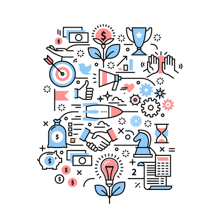 Business project concept. Modern thin line iconsのイラスト素材