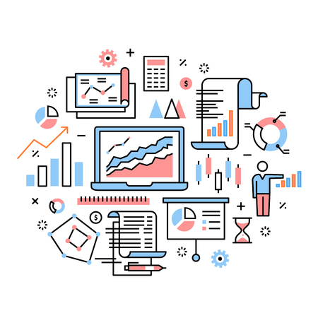 Business analytics, data research, presentationのイラスト素材