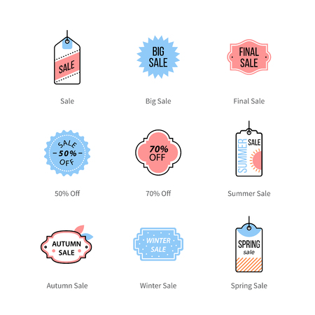 Shop sales tag, price labels, marketing symbolsのイラスト素材
