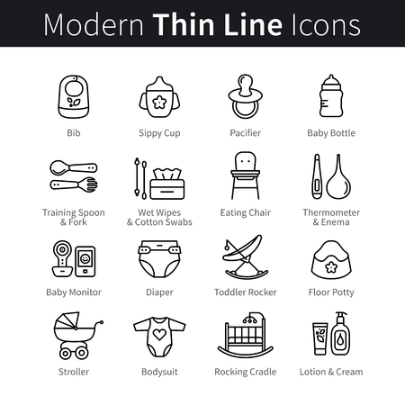 Baby nursing and health care products iconsのイラスト素材