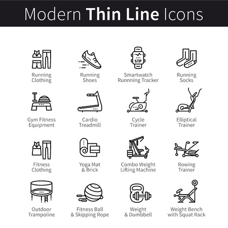 Set of sports and gym equipment iconsのイラスト素材