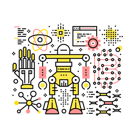 Robotic and automatization collage compositionのイラスト素材