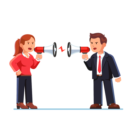 Business man and woman shouting at each otherのイラスト素材