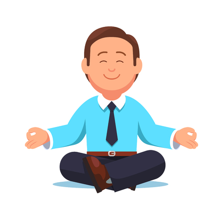 Business man sitting in the padmasana lotus poseのイラスト素材