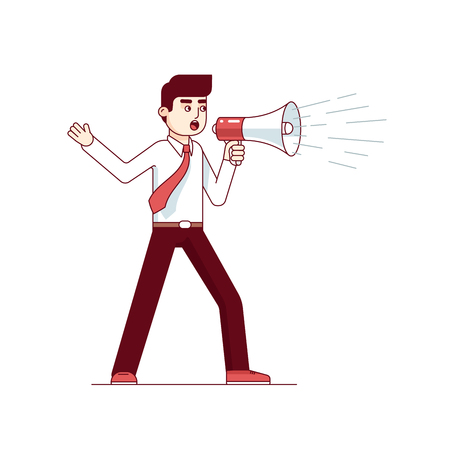 Business man leader shouting through megaphoneのイラスト素材