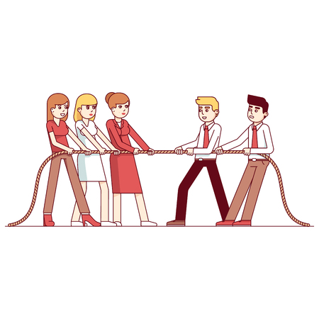 Business people teams in a tug of war competitionのイラスト素材