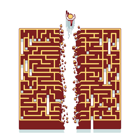 Business man running through the mazeのイラスト素材
