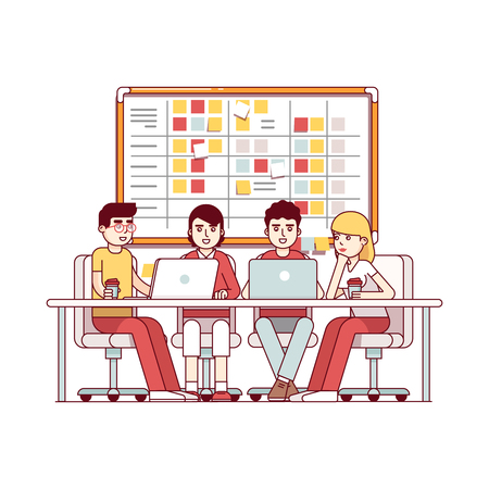 Team working together on a IT startup businessのイラスト素材