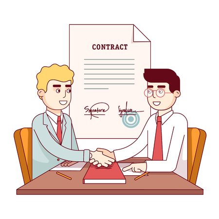 Business men shaking hands after signing contractのイラスト素材