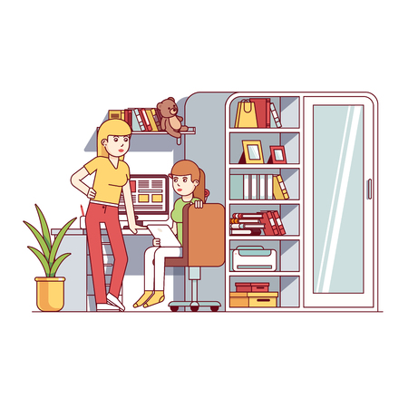 University student girls living together in dormのイラスト素材