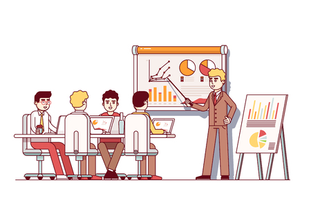 Business students sitting at conference room deskのイラスト素材