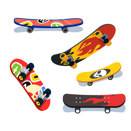 Various skateboards views and angles setのイラスト素材