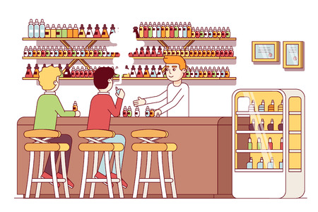 Vape store bar barman serving smokers bottlesのイラスト素材