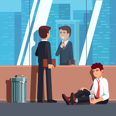 Happy business man and other broke unhappy oneのイラスト素材