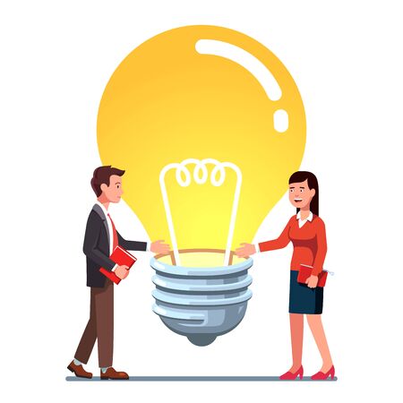 Business man and woman offering hand for handshakeのイラスト素材