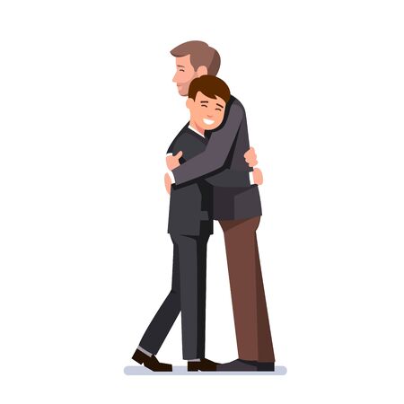 Two hugging business men. or father and childのイラスト素材