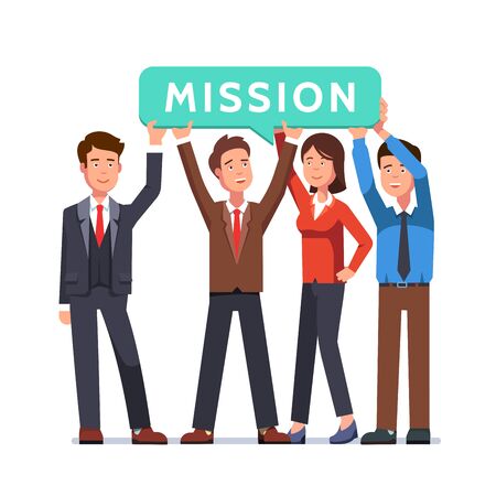 Business people team holding mission speech bubbleのイラスト素材