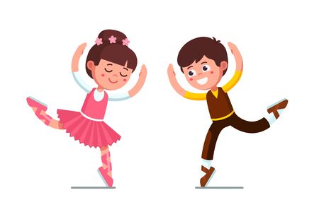 Ballet dancer kids boy and ballerina girl dancingのイラスト素材