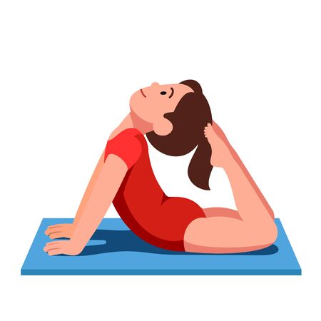 Smiling girl practicing yoga and doing exerciseのイラスト素材