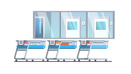 Newborn care hospital room with babies in cribsのイラスト素材