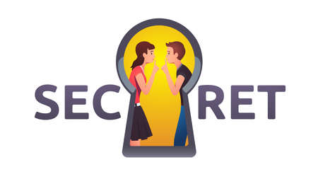 Two persons in keyhole showing shh handのイラスト素材