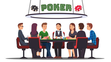 Poker cards tournament. Six prof poker playersのイラスト素材