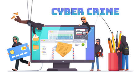 Hackers and cyber criminals stealing personal dataのイラスト素材