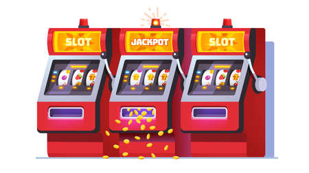 Slot machine jackpot win poster. One-armed banditのイラスト素材