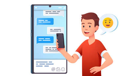 Teen kid chatting messaging using chat appのイラスト素材