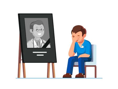 Surgeon mourning over death of doctor colleagueのイラスト素材