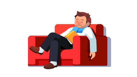 Ill business man fell asleep sitting on armchairのイラスト素材