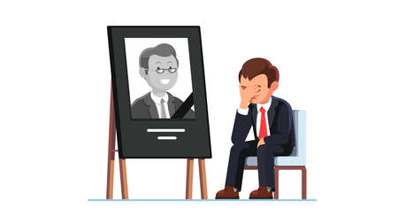 Business man mourning over death of colleagueのイラスト素材