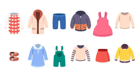 Female casual summer, spring, winter clothes setのイラスト素材