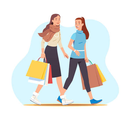 Shopper ladies with satisfied looks on their facesのイラスト素材