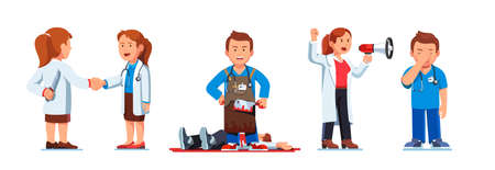 Work conflicts, doctor woman shouting on manのイラスト素材