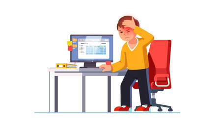 Man suffering sudden brain stroke attack at workplaceのイラスト素材