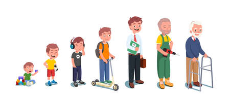 Generations set from newborn child to old manのイラスト素材