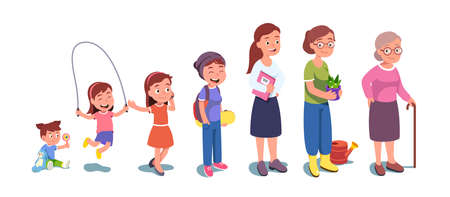 Generations set from child to old womanのイラスト素材