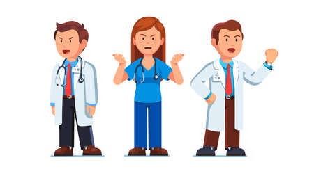 Medical workers doctors swearing, cursing, arguingのイラスト素材