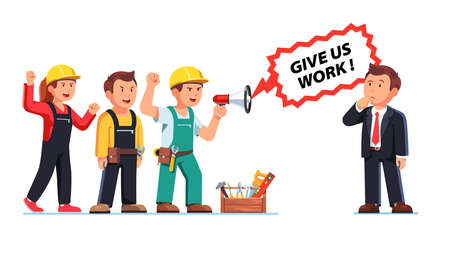 Workers people demanding work from business bossのイラスト素材